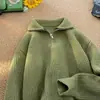 Suéter con Media Cremallera para Hombre, Estilo Coreano Holgado, Suéter Sencillo de Punto con Cuello Campana, Prenda Superior de Color Sólido de Alta Gama