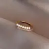 Anillo de Moda de Celebridad de Internet ins Tendencia Estilo Frío Anillo Abierto para Mujer Estilo Japonés y Coreano Anillo Sencillo de Perla y Circonita Anillo para el Dedo del Pie