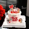 520 Decoración de pastel para el Día de San Valentín línea de amor perro corazón vela pareja confesión decoración de mesa de postres