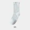 Calcetines para Mujer Zhuji, Algodón Puro, Calcetines Finos de Caña Media para Primavera y Verano, Calcetines Postparto, Calcetines Rayados, Antibacterianos, Absorbentes de Sudor, Transpirables, Resistentes al Olor, Calcetines Largos