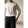Otoño 2025 Nueva Camiseta de Manga Larga para Hombre de Algodón Pesado de 300 g Cuello Redondo Holgada Camiseta Básica Marca de Moda ins