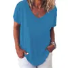 2024 Comercio Exterior Transfronterizo deseo Estación Independiente de Amazon Camiseta de Manga Corta de Color Sólido con Cuello en V para Mujer