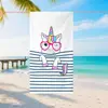Toalla de Playa de Microfibra Serie Unicornio Linda y Colorida con Impresión Digital de Alta Definición y Toalla de Baño Absorbente para Natación Infantil
