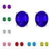 Pendientes de botón de moda versátiles y modernos con diamante de color de cuatro garras en forma de huevo Pendientes de botón versátiles para uso diario con garra ovalada Modernos