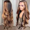 Peluca para mujer europea y americana peluca de cabello largo y rizado color piano encaje tocado Mechas peluca de encaje 13*4