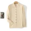 Cardigan Casual Casual de Lã 100% Pura para Primavera e Outono Masculino Gola Polo de Negócios Jaqueta Suéter de Caxemira Lapela Base