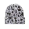 Chapéu de Tricô Outono e Inverno Transfronteiriço Estampa de Leopardo Moda Chapéu Pulôver Fashion Versátil Outdoor Chapéu de Lã Quente Chapéu Tendência Amazon