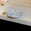 Pulsera Barroca Exquisita de Flor de Zircón y Perla Redonda, Pulsera de Lujo Ligero y Gama Alta, Joyería de Mano Dulce Retro Francesa