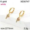 Pendiente de Letra Completa de Diamante PVD Dorado Acero de Titanio Pendientes Nicho Europeo y Americano Lujo Ligero Circonita Incrustada Ear Cuff Mujer Transfronterizo