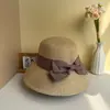 Chapéu de sol Sun Li mesmo estilo dobrável aba larga laço proteção solar proteção UV chapéu de palha feminino chapéu de verão para mulheres
