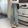 Pantalones de maternidad, colección de otoño, jeans de mezclilla para usar en exteriores, nuevo estilo primavera 2026, de color claro, con cordón, de pierna recta, pantalones de pierna ancha para figuras petite