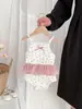 Roupas Finas de Bebê Verão Alça Vestido Floral Costura de Bebê Bolsas Estilo Western Colete Corpete