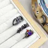 Mariposa Iris Espina Amor Personalidad Oscura Circonita Anillo Abierto Diamante Morado Apilamiento Nicho Punk Anillo para Mujeres