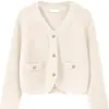 2023 Novo Outono e Inverno Cardigan Jaqueta Tricô Estilo Doce Gola V Botão de Pérola de Botão Único Feminino Atacado