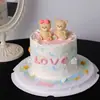 214 Decoración de Pastel para el Día de San Valentín Figura de Osito Azul y Rosa Sentado Pareja Confesión de Cumpleaños Decoración de Mesa de Postres