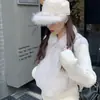 Sombrero de Jinete con Ala de Piel Sintética de Diseñador Coreano de Nicho para Mujer, Sombrero Plano Retro de Alta Gama, Gorra de Periódico, Otoño e Invierno