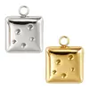 Colgante cuadrado de acero inoxidable bañado en oro de 18 quilates, accesorio de joyería DIY, colgante de collar simple de estilo hip-hop nicho, en stock