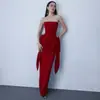Ropa de Lujo Accesible Estilo Europeo y Americano Vestido de Noche para Banquetes Top Tubo Falda Larga Sexy Espalda Descubierta Vestido de Cinta Nuevo Estilo
