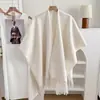 Xale Casual com Pintura a Tinta para Mulheres, Jaqueta Capa Elegante e Moderna, Cachecol Elegante de Imitação de Caxemira para Outono e Inverno
