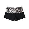 Estampa de leopardo Contraste Cor Costura Cintura baixa Casual Super Shorts Feminino Verão Estilo Americano Quente Sexy Hot Pants Calças Justas Quadril