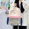 Mochila de Alta Qualidade Transfronteiriça Retro Moderna Color Block Grande Capacidade Estudante Casual Versátil Texturizada