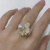 Accesorios DIY S925Accesorios DIY S925 Plata Esterlina Precioso Anillo de Perlas Soporte Vacío Soporte de Anillo Abierto 8-10