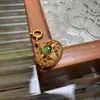 Plata S925 Esmeralda Azul Natural Verde Patek Calabaza Coleccionada Bolsa de Bendición Pluma de Mariposa Duende Cerradura Ruyi Rosquilla