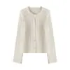 Cárdigan abrigo de punto hueco verde claro para mujer, estilo coreano otoño e invierno, estilo holgado y perezoso, suéter grueso, prenda exterior, top