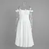 Vestido Jacquard Transfronteiriço Ombro a Ombro Estilo Europeu e Americano Verão 2026 Novo Bordado Vazado Francês Slim Fit Floral Longo
