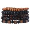 Comercio electrónico transfronterizo pulsera de cuentas de madera vintage caliente pulsera de cuentas directo de fábrica para hombre juego de pulseras multicapa juego de cinco piezas