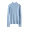 Suéter de cachemira para mujer, 100% cachemira pura de cabra, nuevo diseño de moda simple, suéter de punto cálido con cuello semi-alto