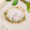 Pulsera de cobre con personalidad creativa antigua de jade hetiano natural con moneda de plata esterlina S925, joyería con temperamento de estilo chino
