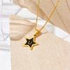 Moda Negro Estrella de Cinco Puntas Cadena Estrella Clavícula Lujo Ligero Elegante Acero de Titanio Simple Combinable Collar 26 Letras del Alfabeto Inglés
