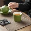 Pequeno Bule de Cerâmica Gaiwan com Padrão de Tangerina Verde, Xícara de Mestre, Xícara de Degustação, Xícara de Chá Kung Fu, Base para Bule, Porta-copos, Xícara de Compartilhamento