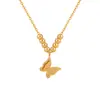Colar Simples Coração Estilo Nacional Moda Feminina Aço Titânio Estilo Ins Corrente de Clavícula Borboleta Acessórios Banhados a Ouro