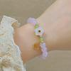 Pulsera de Cuentas de Vidrio Pulsera de Flor Dulce Lirio para Mujer Joyería para Niña Regalo para Estudiante Joker Joyería de Mano al Por Mayor