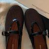 Zapatos Mary Jane de una tira con malla, estilo de hada, acabado brillante de ensueño, versátiles~Nuevos para el verano para mujer