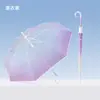 Paraguas Transparente con Degradado y Mango Largo, Grande para Dos Personas, Mango Curvo de Alto Gama, Paraguas Simple para Mujer, Paraguas Recto, Paraguas de Mango Largo para Estudiantes