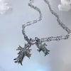 Colar Retro Duplo Cruzado Estilo Coreano para Mulheres, Design Simples de Nicho, Corrente de Clavícula de Alta Qualidade, Acessório de Subcultura Resistente