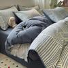 Conjunto de Cama de Algodão Puro Escovado Outono e Inverno Quatro Peças Lençóis de Cama Grossos de Algodão, Lençóis de Cama com Elástico, Capas de Edredom, Conjunto de Roupa de Cama de Três Peças
