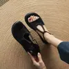 Sandalias Planas Casuales de Playa de Suela Suave Estilo Retro para Mujer, Calzado de Exterior de Verano, Nuevos Zapatos Romanos Transpirables de Suela Gruesa con Punta Abierta 2026