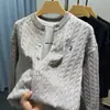 Nuevo cárdigan de punto para otoño e invierno para hombres y parejas, con bordado de caballo, estilo old money, cálido, venta al por mayor de fábrica transfronteriza