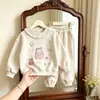 Conjunto Infantil Comércio Exterior Estilo Coreano Moda Primavera e Outono Blusa Manga Longa Moletom Solto Calças Jogger Conjunto Elegante de Duas Peças Atacado