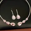 Pendientes y Collar de Borla con Forma de Lágrima Incrustados de Diamantes Estilo Palacio, Cadena para Clavícula de Lujo Ligero de Nicho, Set de Joyería Exquisita de Alta Gama