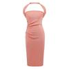 Vestido de Verano Nuevo Europeo y Americano con Cuello Halter Espalda Descubierta Ajustado Color Sólido Longitud Media Pg2907 #