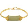 Pulsera de calcedonia verde jade natural Todo va bien, pulsera femenina chapada en oro antiguo con incrustaciones de rubí, personalidad hueca con patrón antiguo