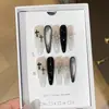 Uma Gu [Coração de Corvo Negro] Estilo Doce e Cool Escuro Armadura Usável de Metal com Diamantes e Olho de Gato Brilhante