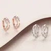 Pendientes Creativos de Hebilla Cuadrada Doble con Anillo y Diamante, Pendientes de Hebilla de Oreja de Estilo Nuevo, Pendientes Personalizados de Celebridad de Internet con Hebilla Cuadrada Doble Conectada