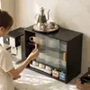 Suporte de copos de madeira maciça, armário de armazenamento de mesa à prova de poeira, aparador, suporte de armazenamento de copos para bancada de mesa de jantar, copo de água, xícara de café