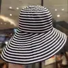 Chapéu de Pescador Listrado de Verão Estilo Japonês Dobrável Novo Chapéu Longo de Proteção Solar Chapéu Bucket da Moda Grande Circunferência da Cabeça Chapéu de Sol